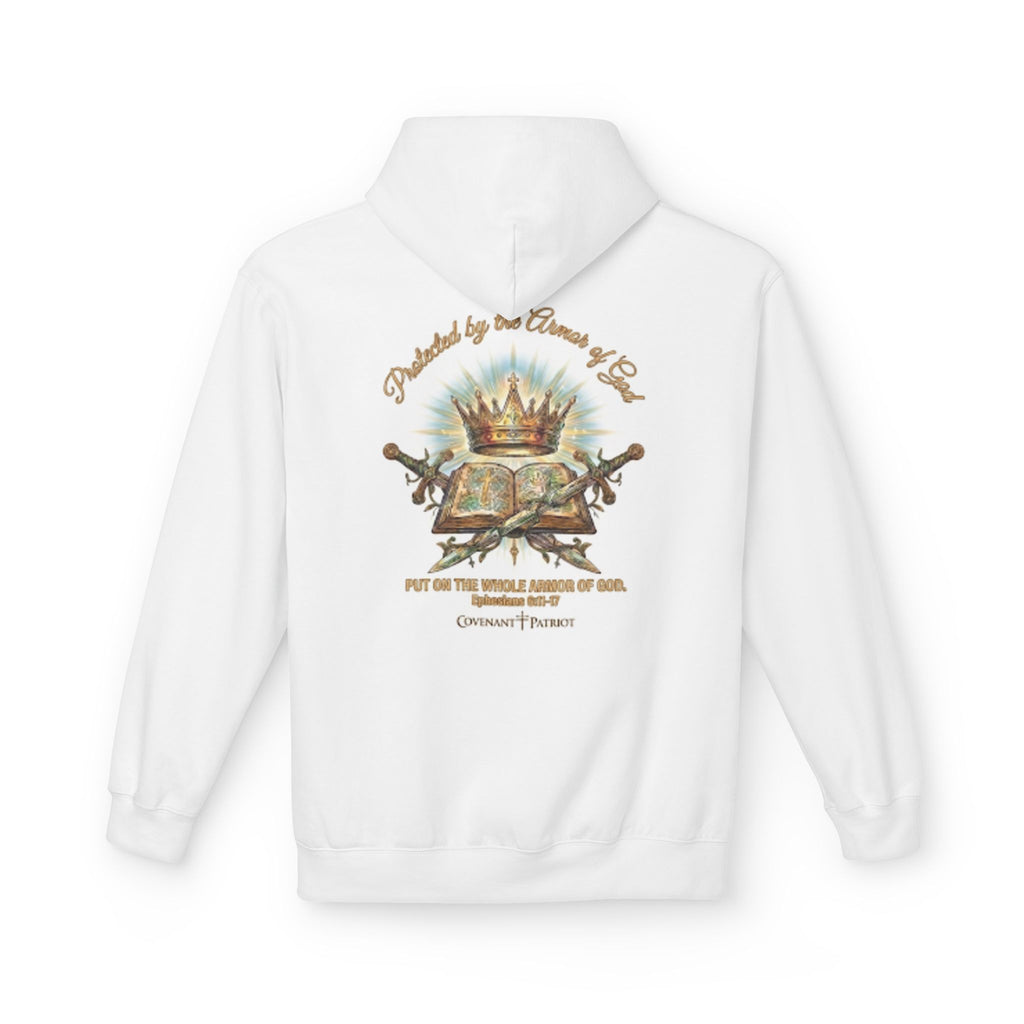 Crown & Scripture Hoodie — "Put On the Whole Armor of God" Christian Faith Pullover