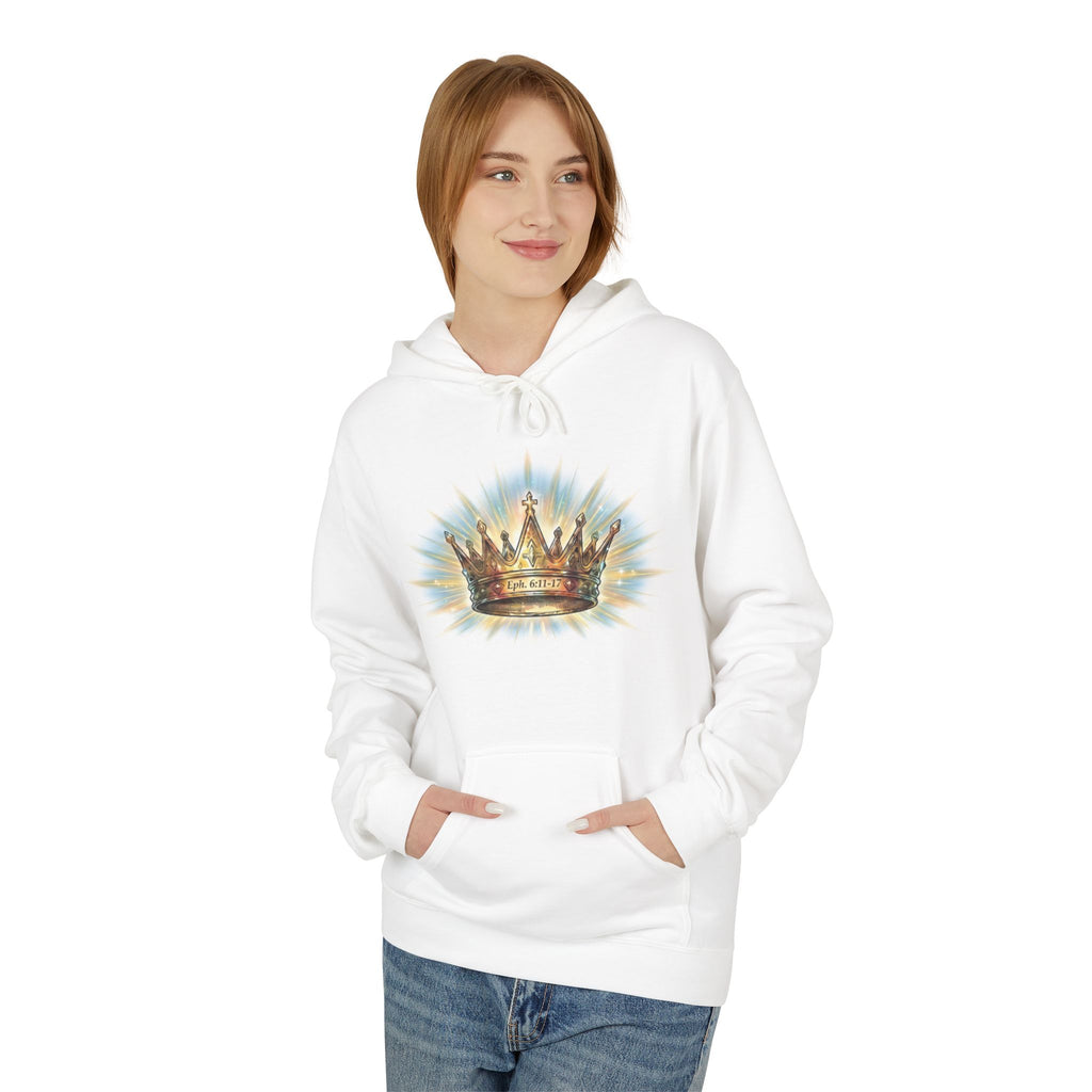Crown & Scripture Hoodie — "Put On the Whole Armor of God" Christian Faith Pullover